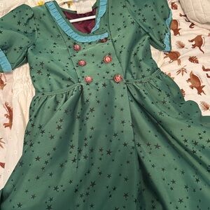 Matilda Jane Green Star Dress with Blue Trim